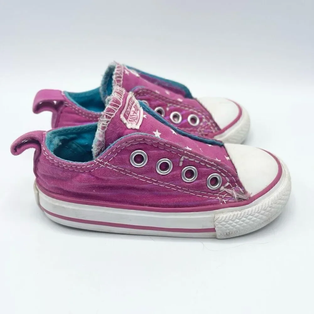 Converse Magenta Metallic Stars - Slip On Aplix Sneakers - Toddler US size 5